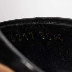 Pre Owned Gucci Black Patent Leather Cork Wedge Ankle Strap Sandals Size 35.5