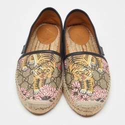 Gucci Multicolor Bengal Tiger Print GG Supreme Canvas Pilar Espadrille Flats Size 38