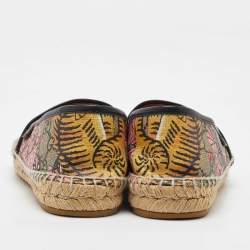 Gucci Multicolor Bengal Tiger Print GG Supreme Canvas Pilar Espadrille Flats Size 38