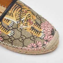 Gucci Multicolor Bengal Tiger Print GG Supreme Canvas Pilar Espadrille Flats Size 38