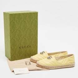 Gucci Yellow Matelassé Leather GG Marmont Espadrille Flats Size 37.5