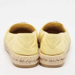 Gucci Yellow Matelassé Leather GG Marmont Espadrille Flats Size 37.5