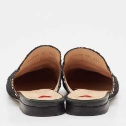 مملوكة مسبقًا Gucci Black/Pink Lace and Leather Princetown Mules Sandals Size 40