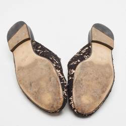 مملوكة مسبقًا Gucci Black/Pink Lace and Leather Princetown Mules Sandals Size 40