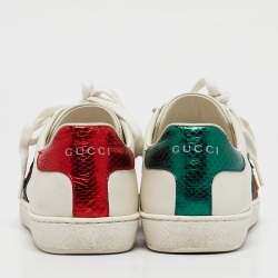 Gucci White Leather Ace Bee Embroidered Low Top Sneakers Size 37