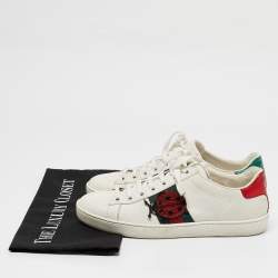 Gucci White Leather Ace Bee Embroidered Low Top Sneakers Size 37