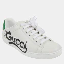 Gucci White Leather Ace Kitten Sneakers Size 35.5
