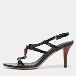 Gucci Black Suede Interlocking GG Beads Embellished Flat