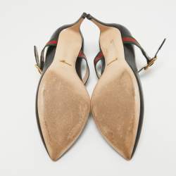 Pre Owned Gucci Black Leather Sylvie Mary Jane Pumps Size 38.5