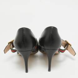 Pre Owned Gucci Black Leather Sylvie Mary Jane Pumps Size 38.5
