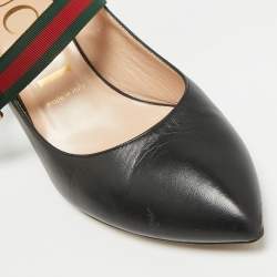 Pre Owned Gucci Black Leather Sylvie Mary Jane Pumps Size 38.5