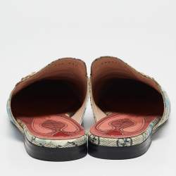 Gucci Multicolor GG Supreme Canvas Blooms Horsebit Princetown Flat Mules Size 39.5