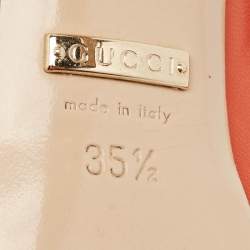 Gucci Orange Leather Jolene Horsebit Peep Toe Pumps Size 35.5