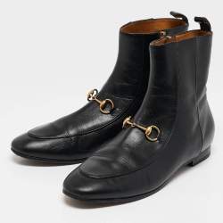 Gucci Black Leather  Horsebit Ankle Boots Size 39