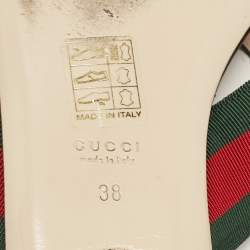 Pre Owned Gucci Black Leather Cindi Web Bow Star Detail Flat Thong Sandals Size 38