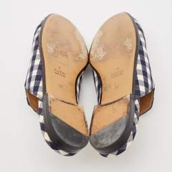 Gucci Black/White Canvas and Leather Princetown Mules Sandals Size 38