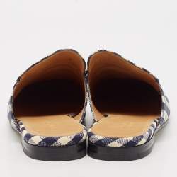 Gucci Black/White Canvas and Leather Princetown Mules Sandals Size 38