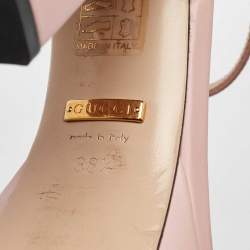 Gucci Blush Pink Leather GG Marmont Ankle Strap Platform Sandals Size 38.5
