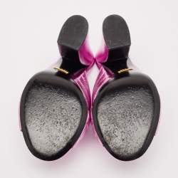 Gucci Pink Quilted Leather Snake Embellished Slide Sandals Size 37.5