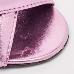 Gucci Pink Quilted Leather Snake Embellished Slide Sandals Size 37.5