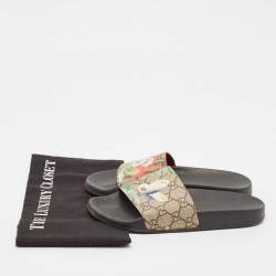 Gucci Multicolor GG Bloom Supreme Canvas Slide Flats Size 37