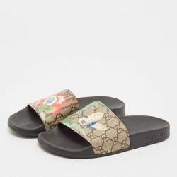 Gucci Multicolor GG Bloom Supreme Canvas Slide Flats Size 37