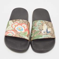 Gucci Multicolor GG Bloom Supreme Canvas Slide Flats Size 37