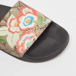 Gucci Multicolor GG Bloom Supreme Canvas Slide Flats Size 37