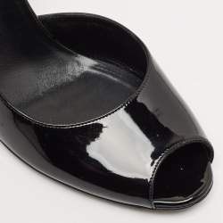 مملوكة مسبقًا Gucci Black Patent Leather Slingback Wedge Sandals Size 39