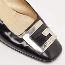 Gucci Black Leather GG Block Heel Pumps Size 37