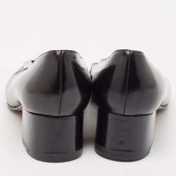 Gucci Black Leather GG Block Heel Pumps Size 37