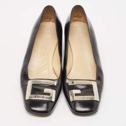 Gucci Black Leather GG Block Heel Pumps Size 37