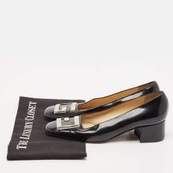 Gucci Black Leather GG Block Heel Pumps Size 37