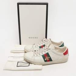 Gucci White Leather Ace Low Top Sneakers Size 38