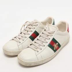 Gucci White Leather Ace Low Top Sneakers Size 38