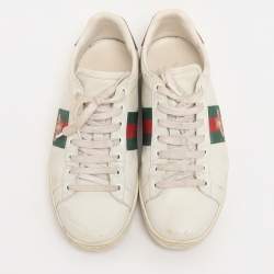 Gucci White Leather Ace Low Top Sneakers Size 38