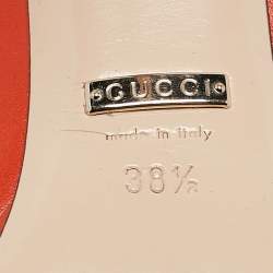 Gucci Orange Leather Horsebit Peep Toe Pumps Size 38.5