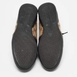 Gucci Brown Guccissima Canvas and Leather Velcro Sneakers Size 36.5
