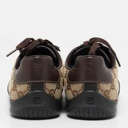 Gucci Brown Guccissima Canvas and Leather Velcro Sneakers Size 36.5