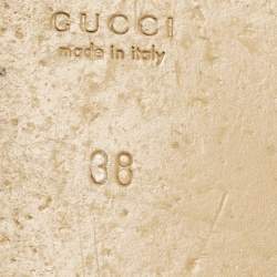 Gucci Cream Leather GG Logo Flat Slides Size 38