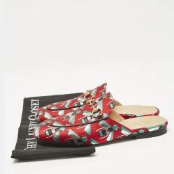 Gucci Multicolor Canvas Bee Embroidered Princetown Mules Size 38