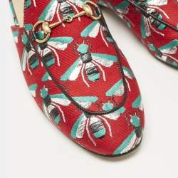Gucci Multicolor Canvas Bee Embroidered Princetown Mules Size 38