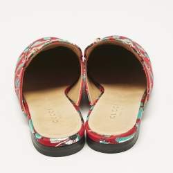 Gucci Multicolor Canvas Bee Embroidered Princetown Mules Size 38