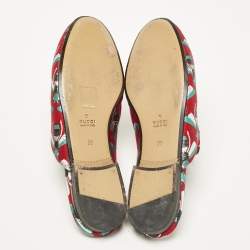 Gucci Multicolor Canvas Bee Embroidered Princetown Mules Size 38