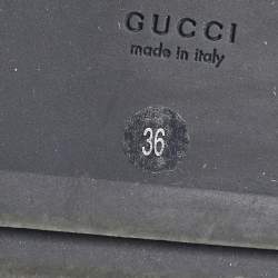 Pre Owned Gucci Beige/Navy Blue GG Canvas Criss Cross Platform Slides Size 36