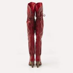 Gucci Red Leather Trish Over the Knee Boots Size 36
