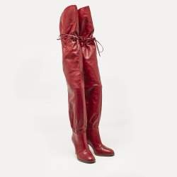 Gucci Red Leather Trish Over the Knee Boots Size 36