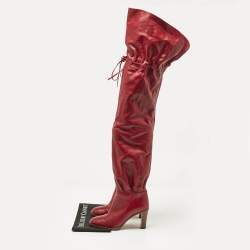 Gucci Red Leather Trish Over the Knee Boots Size 36