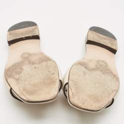 Gucci Cream Leather GG Cut Out Flat Slides Size 40