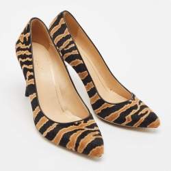 Gucci Beige Black/Black Calf Hair Pointed Toe Pumps Size 36.5